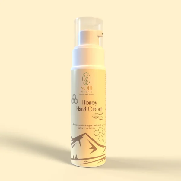 Sohi Organic Honey Hand Cream offered in 50ml plastic bottle with dew pump.
